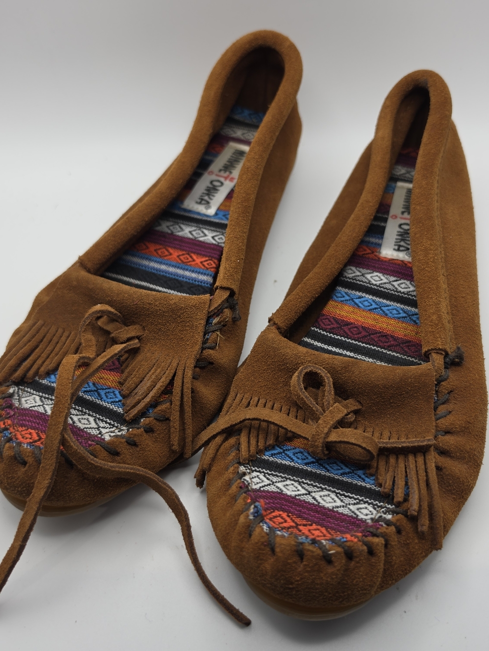 Minnetonka Arizona Fabric Women's Suede Moccasins Comfort Loafer Slip On 9.5